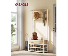 VASAGLE prieškambario drabužių kabykla su suoliuku, 10 kabliukų, 2 stalčiais, B0FQJJSTQJ