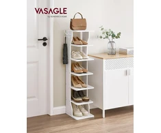 VASAGLE siaura 7 aukštų batų lentyna su kabliukais, 30 × 26,4 × 110,4 cm, LBS200T14
