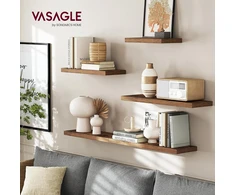 VASAGLE sieninė lentyna 40 × 20 × 3,8 cm, iki 15 kg, rustikinė ruda, LWS24BX