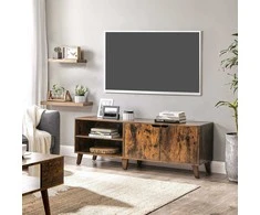TV staliukas VASAGLE televizoriaus staliukas su reguliuojamomis lentynomis, 140 × 40 × 50 cm, ruda, iki 65 colių televizoriams, LTV027 × 01