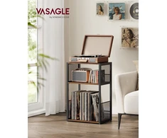 VASAGLE trijų lygių stovas patefonui su vieta iki 100 vinilinių plokštelių