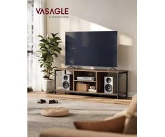 VASAGLE TV staliukas, industrinio dizaino, atviros lentynos, 147 × 40 × 50 cm, tinka iki 65 colių televizoriams