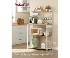 VASAGLE virtuvinė lentyna su lizdų juosta, 4 lentynos, 40 × 80 × 140 cm, KKS029YA02