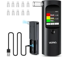 VEIPAO nešiojamas alkotesteris su LCD ekranu ir 11 kandiklių, modelis K68