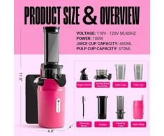 Ventray lėtaeigė sulčiaspaudė, 100 W, 60 aps./min, 400 ml talpa, Ginnie modelis