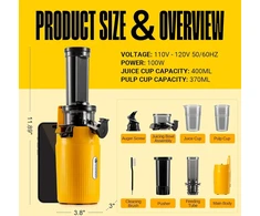 Ventray lėtaeigė sulčiaspaudė, 60 aps./min, 400 ml talpa, 100 W galia, GINNIE modelis