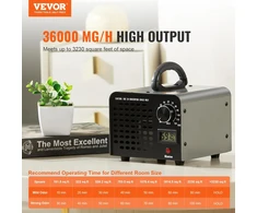 VEVOR ozono generatorius 36000 mg/h, 115 W su 0–120 min. laikmačiu OZG-36000