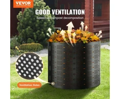 VEVOR sodo kompostinė 1000 l iš HDPE, 106,68 cm skersmens, 335*90cm