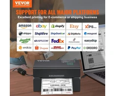 VEVOR terminis etikečių spausdintuvas Bluetooth/USB, 300 DPI, 150 mm/s, 40-108 mm plotis