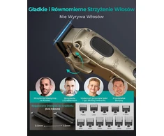 VGRPRO plaukų kirpimo mašinėlė su USB-C įkrovimu, 11 antgalių ir LED ekranu V-007