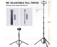 Victiv P70 aukštas aliuminio trikojis telefonams ir fotoaparatams, 224 cm, juodas