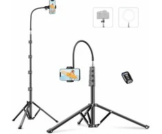 Victiv P70 aukštas aliuminio trikojis telefonams ir fotoaparatams, 224 cm, juodas