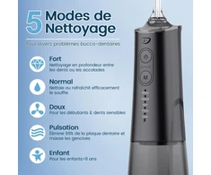 Vimmk belaidis burnos irigatorius 300 ml, 5 režimai, 8 antgaliai, IPX7, Y208