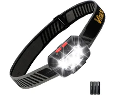 Vinabo LED galvos žibintas, 500 lm, 6 režimai, IPX4, 30° reguliuojamas kampas, AAA maitinimas