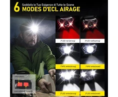 Vinabo LED galvos žibintas, 500 lm, 6 režimai, IPX4, 30° reguliuojamas kampas, AAA maitinimas