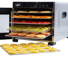 Vita5 maisto džiovintuvas iš nerūdijančio plieno, 6 padėklai, reguliuojama temperatūra 35–75 °C, 650 W, Nobel Pro6