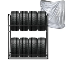 Vkechh padangų stelažas 8 padangoms, 2 lentynų, reguliuojamo aukščio, 107 x 46 x 117 cm, 0141441as