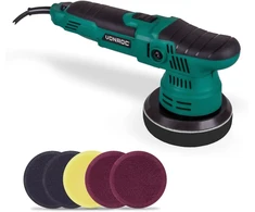 VONROC ekscentrinė poliravimo mašina 650 W 125 mm, reguliuojamas greitis, 7 padų rinkinys, S2_PM504AC modelis