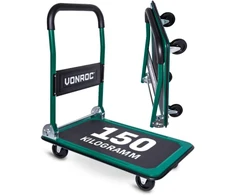 VONROC sulankstomas transportavimo vežimėlis, 150 kg apkrova, guminiai ratukai, TT502XX