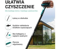 VONROC teleskopinė valymo šluota su 9 m žarna, 6,5 m ilgio, dozatoriumi ir dvejomis galvutėmis TB502XX