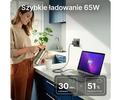 Voomy USB-C GaN įkroviklis 65 W su 2 USB-C ir USB-A jungtimis M6