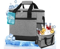 Vortix termoizoliacinis pietų krepšys 15 l, 3 sluoksnių izoliacija, sulankstomas, pilkas