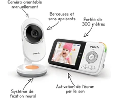 VTech vaizdo auklė su 2,8 col. IPS ekranu, naktiniu matymu ir interkomu BM3254