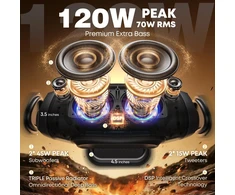 W-KING nešiojama Bluetooth kolonėlė 70 W, IPX6, stiprūs žemieji dažniai, iki 42 val. grojimo, mikrofonas, X10