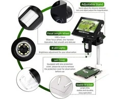 WADEO skaitmeninis mikroskopas su LCD ekranu