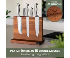 WALDWERK magnetinis dvipusis peilių blokas iš akacijos medžio, 31 cm pločio, su integruota galąstuve