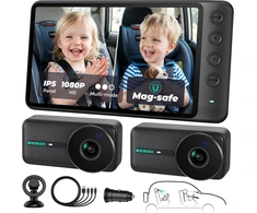 WEMOH automobilinė kūdikio stebėjimo kamera su 5 col. IPS 1080p ekranu ir 2 kameromis MAA