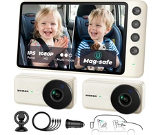 WEMOH automobilinė kūdikio stebėjimo kamera su 2 kameromis, 5 colių IPS 1080p ekranu MAA004-WE