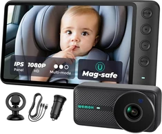 WEMOH automobilinė kūdikio stebėjimo kamera su 5 colių 1080p IPS ekranu MAA-2