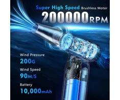 WHATOOK belaidis suslėgto oro pūstuvas kompiuteriui, 200000 aps./min., 10000 mAh, USB-C Air Duster