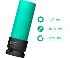 WIESEMANN 1893 smūginė galvutė aliuminio ratlankiams 17 mm, 1/2 col., 85 mm 80294