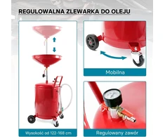 Wiltec alyvos surinkimo įrenginys 80 l su reguliuojamu 122–168 cm aukščiu, modelis 62573