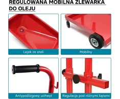 Wiltec alyvos surinktuvas ant vežimėlio su reguliuojamu aukščiu ir nuvarvėjimo dėklu 51371