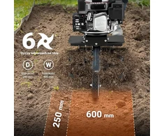 Wiltec benzininis kultivatorius 60 cm, 2,5 kW, 144 cm³, modelis 65051