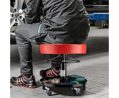 Wiltec dirbtuvių taburetė su ratukais, reguliuojamo 405–535 mm aukščio, 150 kg, 65296