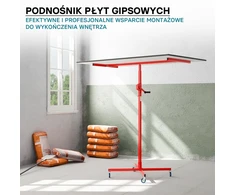 WilTec gipskartonio plokščių keltuvas iki 50 kg, 190–330 cm, su 4 ratukais, 64205