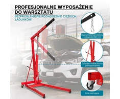 Wiltec hidraulinis dirbtuvių kranas 500 kg su reguliuojama 830–1280 mm strėle, 62599