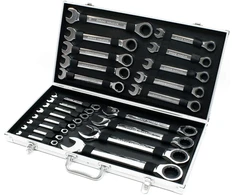 Wiltec kombinuotų raktų su terkšle rinkinys, 22 vnt., 6–32 mm, 72 dantų, 51982