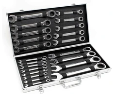 Wiltec kombinuotų raktų su terkšle rinkinys, 22 vnt., 6–32 mm, 72 dantų, 51982