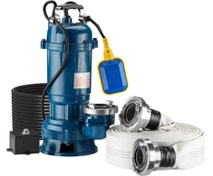 Wiltec nešvaraus vandens siurblys 1500 W, 36000 l/h su plūdiniu jungikliu ir 20 m žarna, 62821