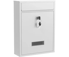 Wiltec pašto dėžutė V10 iš plieno su raktu, balta, 26 x 8.5 x 35 cm, 60127