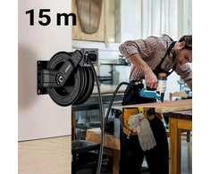 Wiltec slėginės žarnos ritė su 15 m 3/8 col. žarna, 20 bar, modelis 65438