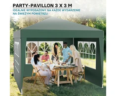 Wiltec sodo paviljonas 3 x 3 m su UV 50+ apsauga, nuimamomis sienelėmis ir langais 61801
