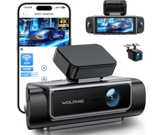 WOLFANG 4 kanalų automobilinis vaizdo registratorius 4K su 3,39 col. IPS ekranu WD07
