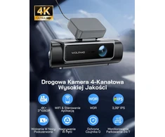 WOLFANG 4 kanalų automobilinis vaizdo registratorius 4K su 3,39 col. IPS ekranu WD07