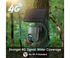 WOLFANG 4G LTE saulės energija maitinama lauko kamera su 2,5 K vaizdo transliacija ir 355° PTZ valdymu WT06
